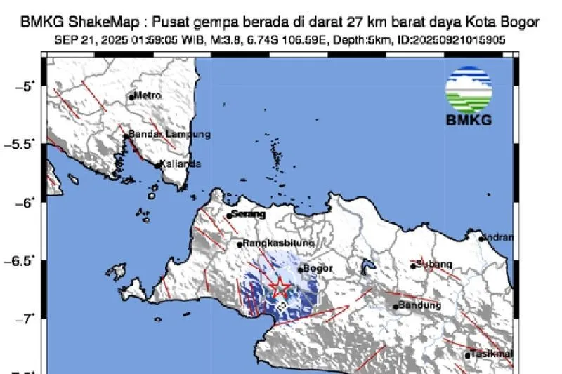 Gempa bumi bermagnitudo 3,8 mengguncang Kota Bogor