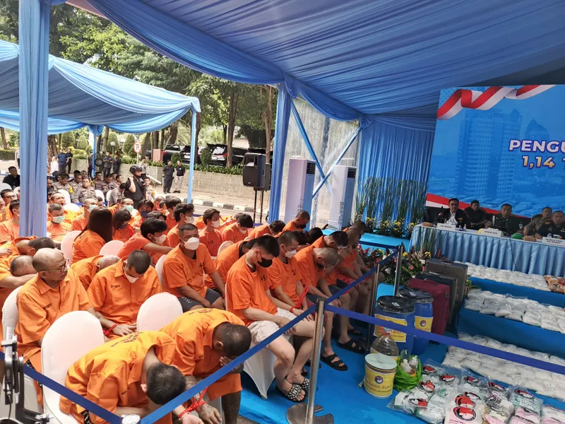 Konferensi pers pengungkapan dan pemusnahan barang bukti narkoba di Polda Metro Jaya