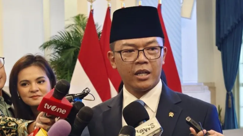 Menteri Luar Negeri Sugiono memberikan pernyataan pers di Istana Negara, Jakarta, Rabu (8/10/2025). (ANTARA/Fathur Rochman)