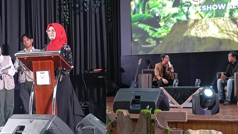 171125-IPSMF3 Dekan Fakultas Komunikasi & Ilmu Sosial, Iis Kurnia Nurhayati dan suasana talkshow IPSMF 2025. IVOOX.ID/Akbar