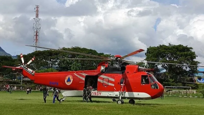 Helikopter BNPB mendarat di Lapangan Musara Alun Takengon