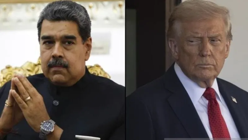 Ilustrasi Presiden Venezuela Nicolas Maduro dan Presiden Amerika Serikat Donald Trump