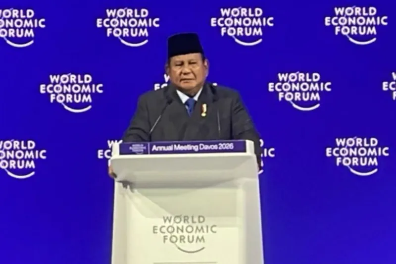 Presiden Prabowo Subianto memberikan pidato dalam World Economic Forum (WEF