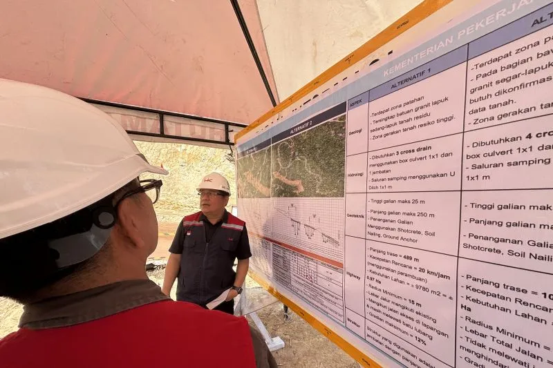 denah perbaikan jalan yang terputus akibat longsor 