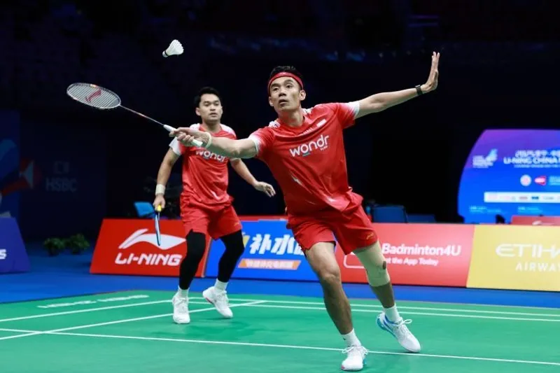 Pebulu tangkis ganda putra Indonesia Leo Rolly Carnando/Bagas Maulana 