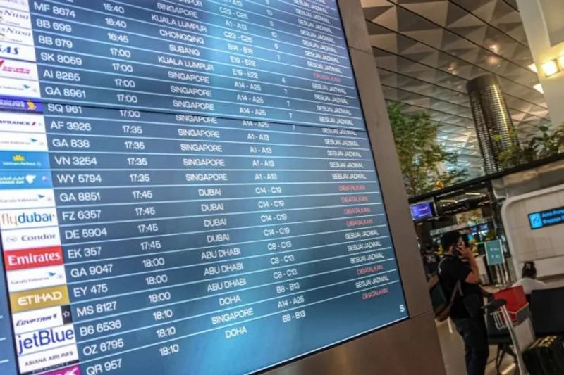 pengumuman jadwal penerbangan pesawat di Terminal 3 Bandara Soekarno Hatta