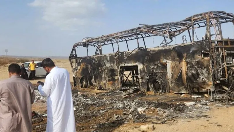 Kondisi bus yang hangus terbakar 