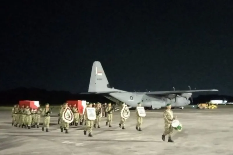 Acara penghormatan bagi prajurit TNI yang gugur saat menjalankan misi perdamaian di Lebanon 