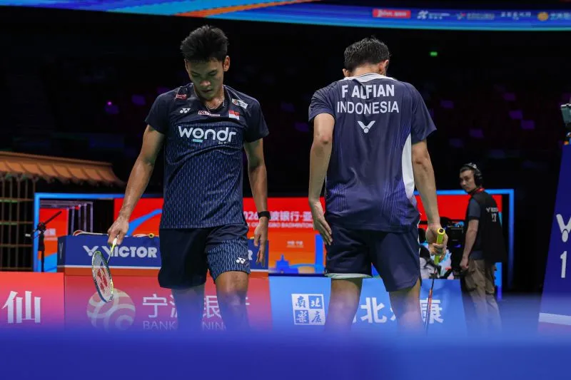 Pebulu tangkis ganda putra Indonesia Fajar Alfian/Muhammad Shohibul Fikri 