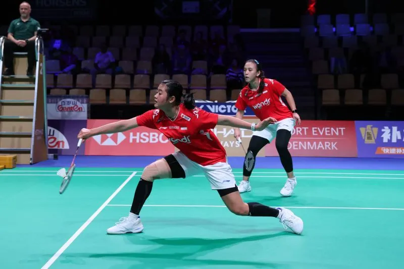 Ganda Indonesia Febriana Dwipuji Kusuma/Amallia Cahaya Pratiwi saat tampil di babak semifinal Piala Uber 2026 di Forum Horsens, Horsens, Sabtu (02/05/2026). (ANTARA/HO-PBSI)