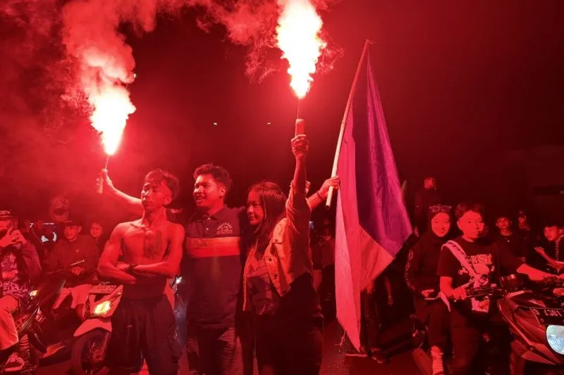Ribuan Bobotoh saat merayakan kemenangan Persib Bandung 