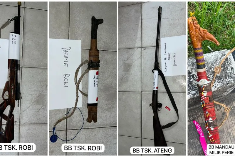 Barang bukti senjata yang digunakan pelaku tidak pidana narkoba 