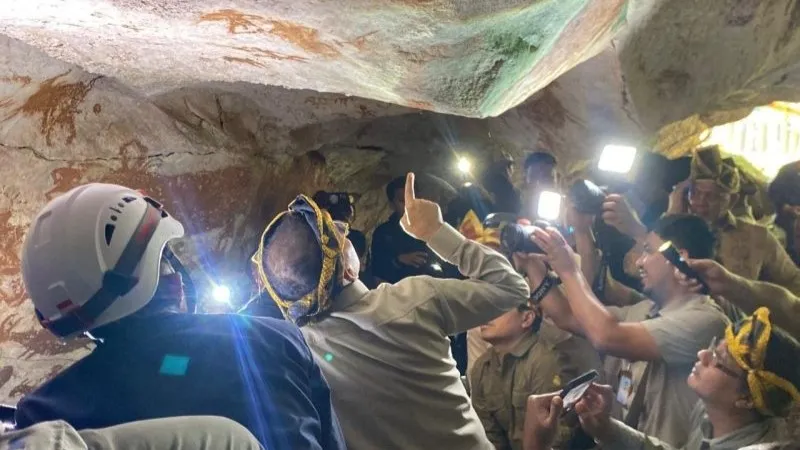lukisan tertua di Liang Metanduno, Liangkabori, Kabupaten Muna