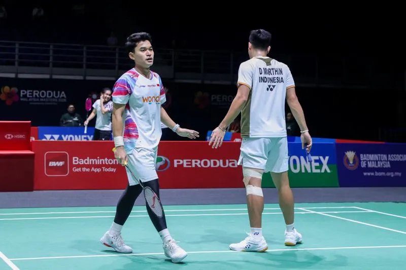 Pebulu tangkis ganda putra Indonesia Leo Rolly Carnando/Daniel Marthin