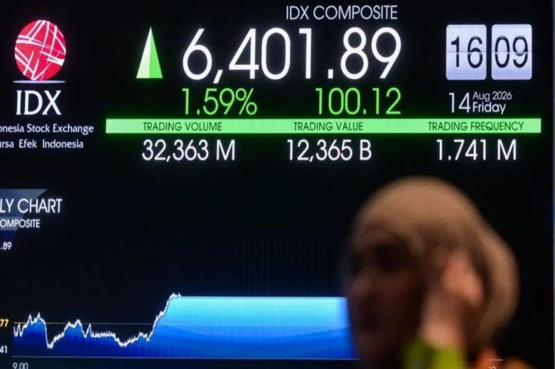 layar yang menampilkan pergerakan Indeks Harga Saham Gabungan (IHSG)