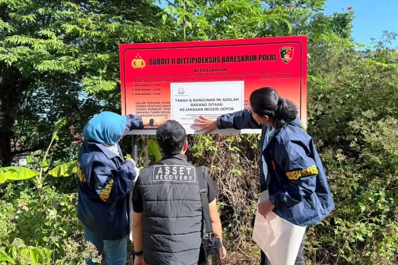 plang penyitaan pada aset tanah milik salah satu tersangka penipuan pt dsi