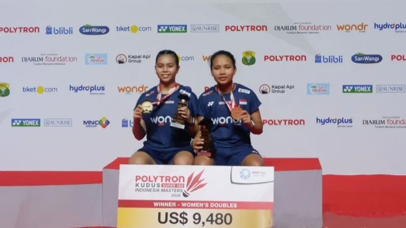 Pasangan ganda putri Indonesia Isyana Syahira Meida/Rinjani Kwinnara Nastine