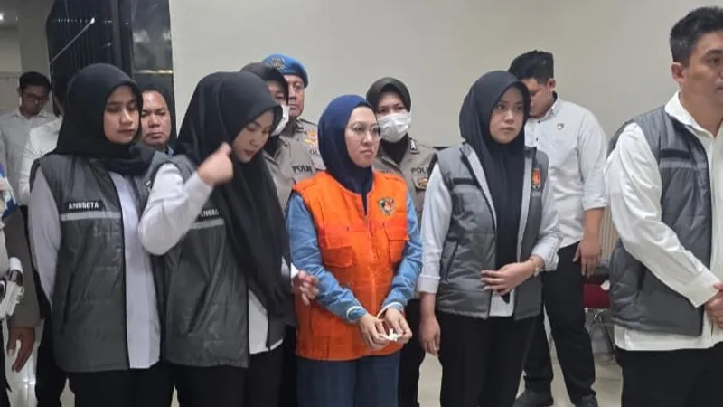 Konferensi pers Kortas Tipidkor Polri menahan Mantan Bupati Gowa, Husniah
