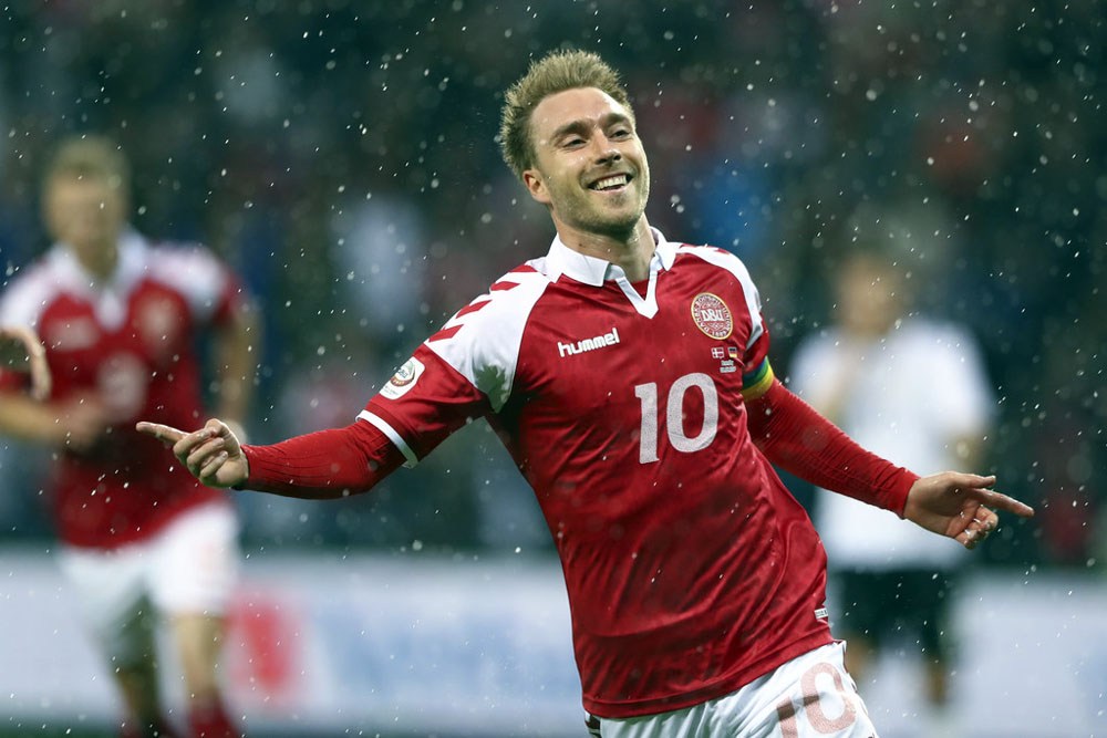 Christian Eriksen, pemain Denmark, saat bertanding melawan Jerman.