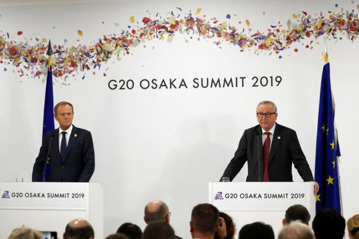 Presiden Komisi Eropa Jean-Claude Juncker and Presiden Dewan Eropa Donald Tusk