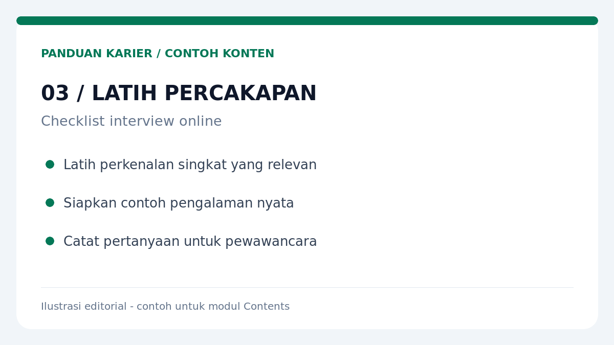 Checklist latihan: perkenalan, cerita pengalaman, dan pertanyaan
