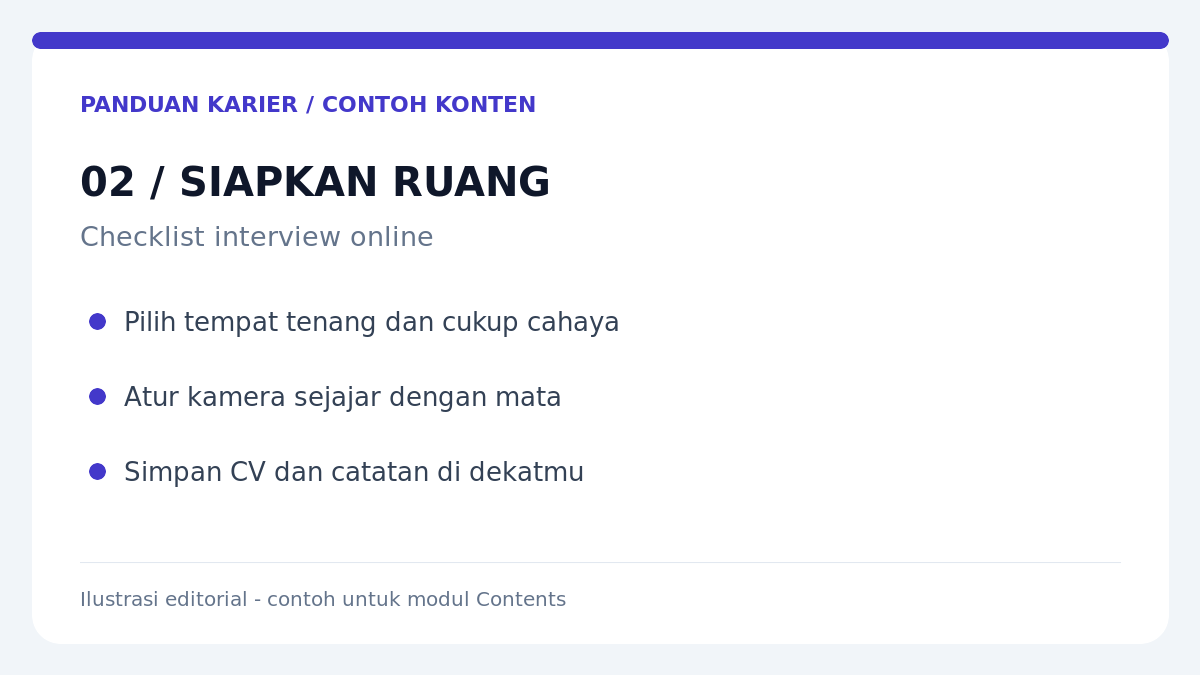 Checklist ruang interview: tempat tenang, pencahayaan, dan dokumen