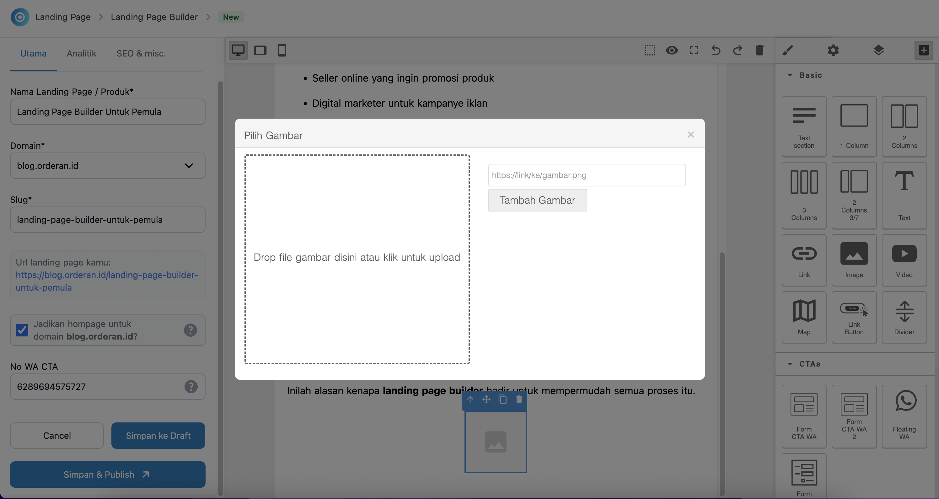 Orderan Landing Page