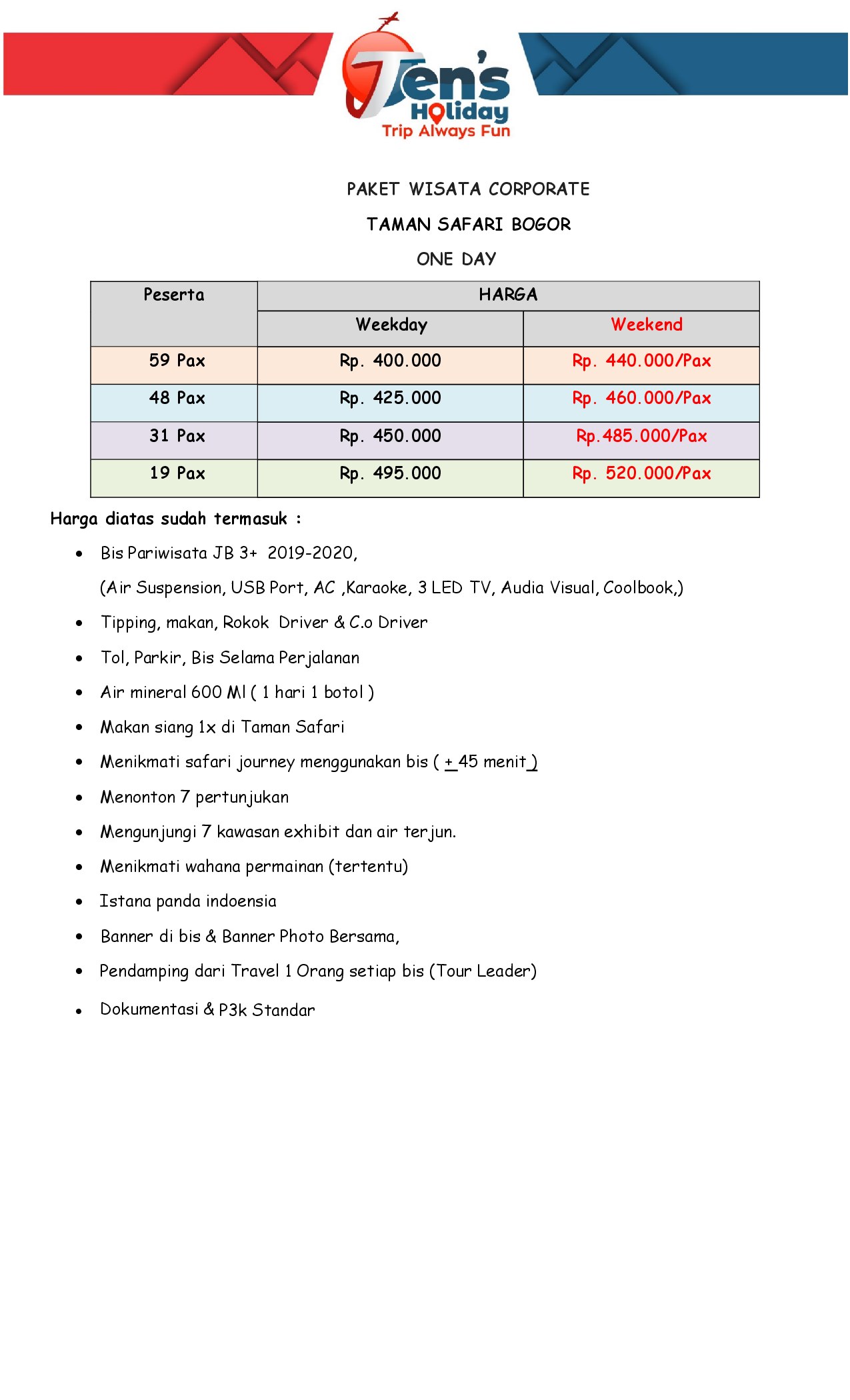 Brosur Paket Taman Safari Bogor Corporate — halaman 2