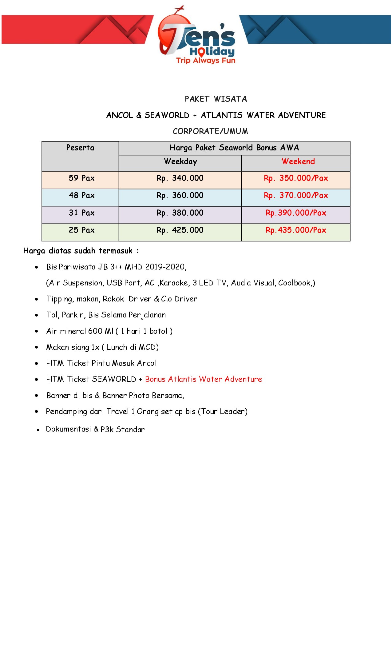Brosur PAKET WISATA CORPORATE SEAWORLD BONUS (AWA) — halaman 2