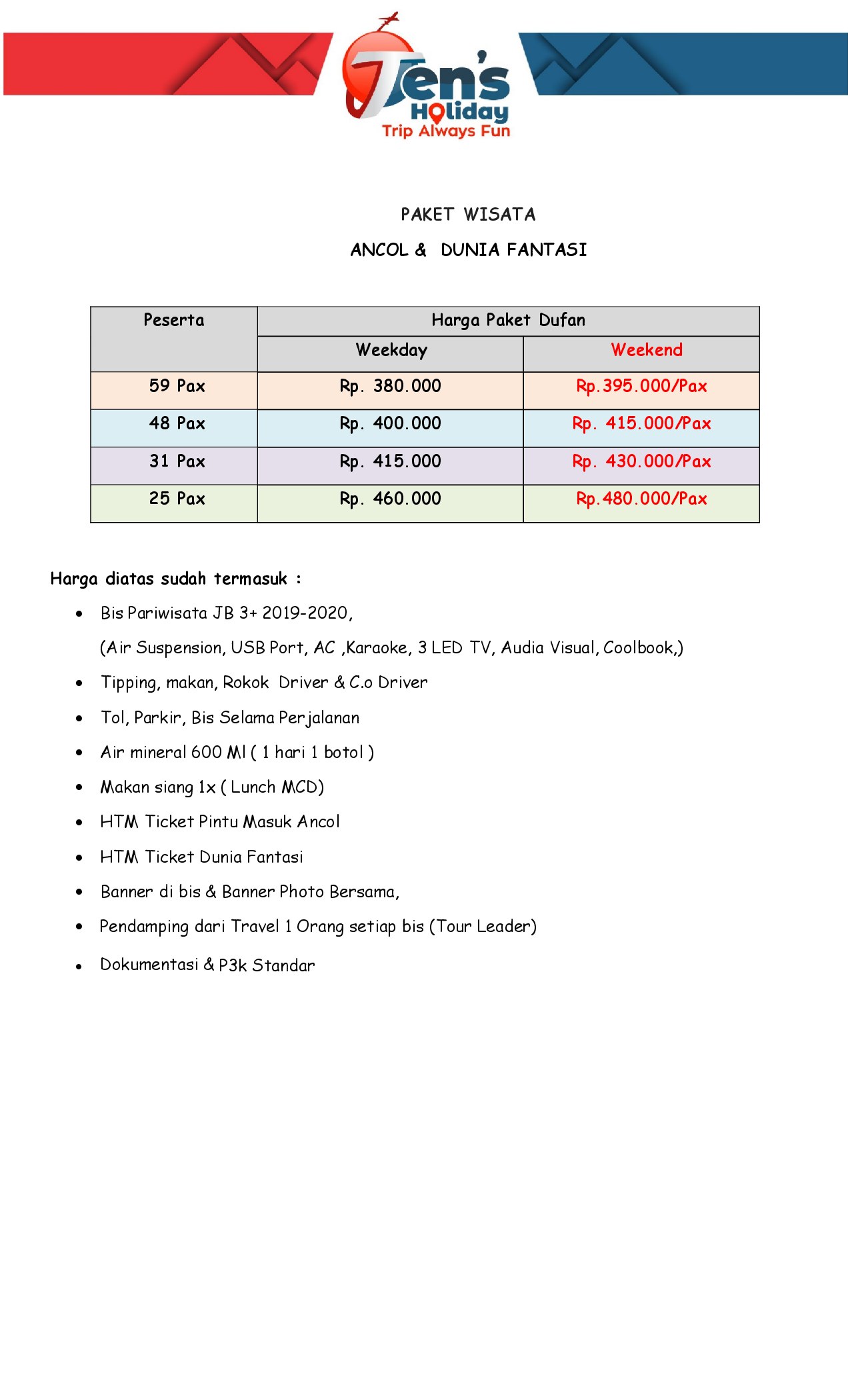 Brosur PAKET WISATA ANCOL & DUNIA FANTASI — halaman 2