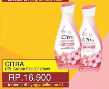 Promo Harga CITRA Hand & Body Lotion Sakura Fair UV 230 ml - Yogya