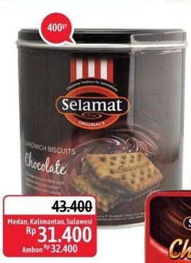 Promo Harga SELAMAT Sandwich Biscuits Chocolate 400 gr - Alfamidi