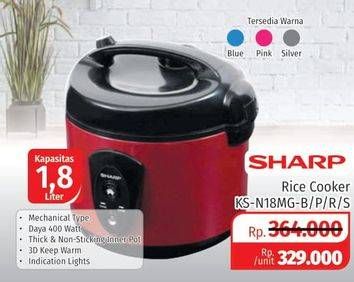 Promo Harga SHARP KS-N18MG | Rice Cooker 1.8ltr PK, SL, BL  - Lotte Grosir