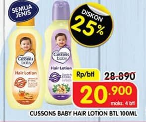 Promo Harga Cussons Baby Hair Lotion All Variants 100 ml - Superindo