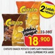 Promo Harga Chitato Snack Potato Chips Sapi Panggang Beef Barbeque, Keju 68 gr - Superindo