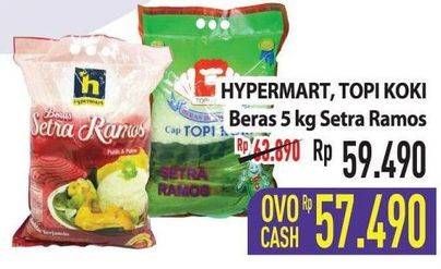 Promo Harga HYPERMART / TOPI KOKI Beras 5 kg Setra Ramos  - Hypermart