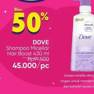 Promo Harga Dove Micellar Shampoo Hair Boost Nourishment 430 ml - Guardian