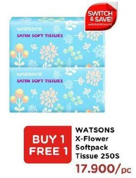 Promo Harga WATSONS X-Flower Facial Tissue 250 pcs - Watsons