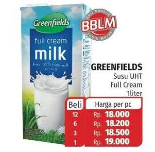 Promo Harga GREENFIELDS UHT Full Cream 1000 ml - Lotte Grosir