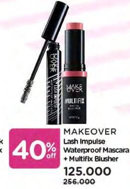 Promo Harga MAKE OVER Lash Impulse Mascara + Multifix Blush  - Watsons