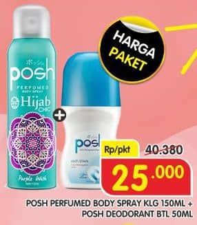 Promo Harga Posh Perfumed Body Spray/Posh Deo Roll On   - Superindo