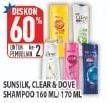 Promo Harga SUNSILK / CLEAR / DOVE Shampoo 160/170ml  - Hypermart