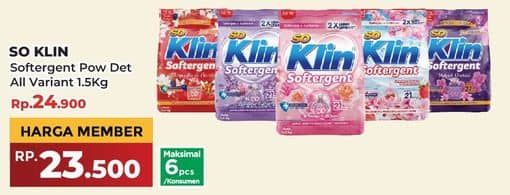 Promo Harga So Klin Softergent All Variants 1500 gr - Yogya