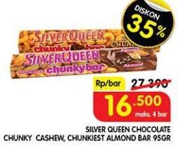 Promo Harga Silver Queen Chunky Bar Almonds, Cashew 95 gr - Superindo