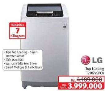 Promo Harga LG T2107VSPCK | Mesin Cuci Top Load 7kg  - Lotte Grosir