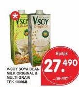 Promo Harga V-SOY Soya Bean Milk Original, Multi Grain 1000 ml - Superindo