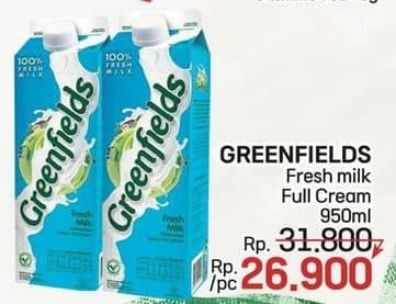 Promo Harga Greenfields Fresh Milk Full Cream 1000 ml - LotteMart