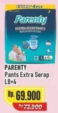 Promo Harga Parenty Ekstra Serap Pants L8+4 12 pcs - Alfamart