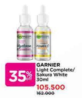 Promo Harga Garnier Booster Serum Sakura White Hyaluron, Light Complete Vitamin C 30 ml - Watsons
