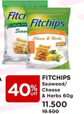 Promo Harga FITCHIPS Delicious Multigrain Chips Cheese Herbs, Seaweed 60 gr - Watsons